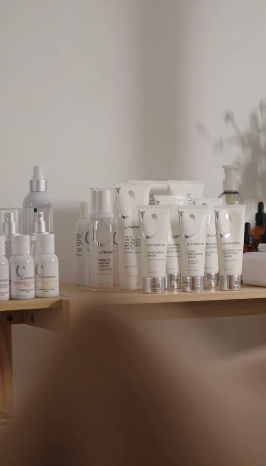 Professional skincare products in the studio